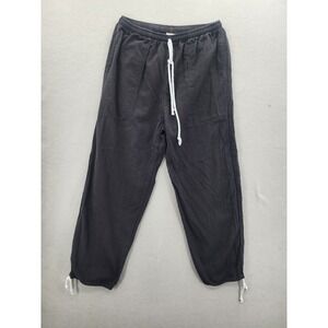 Candy Husky Black Cotton Harem Pants Mens L Boho Yoga Joggers Drawstring Gauze